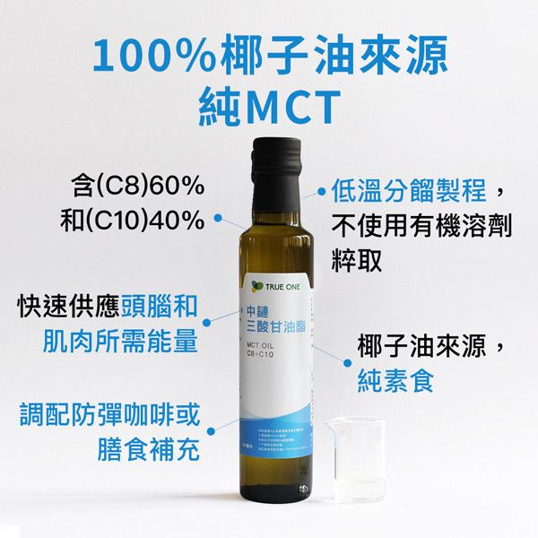 椰子來源 純中鏈三酸甘油脂(MCT油) /250ml MCT,mct,中鏈三酸甘油脂,生酮飲食,防彈咖啡,辛酸,葵酸