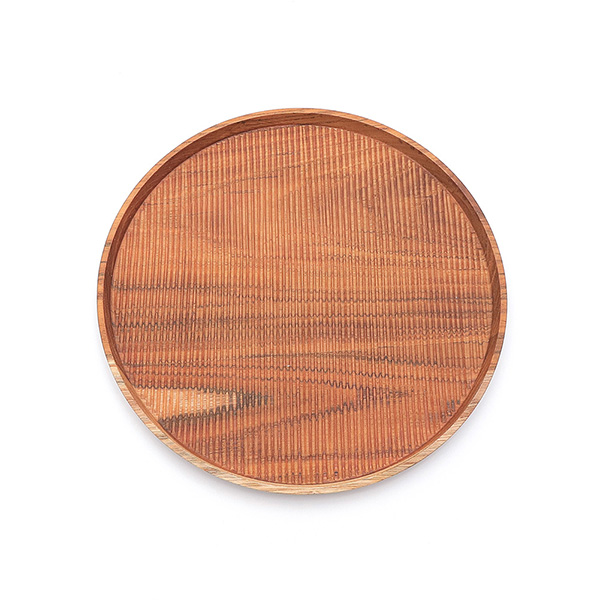 天然柚木圓型托盤XL號(直徑29cm)-條紋款 柚木,廚房,餐具,木盤