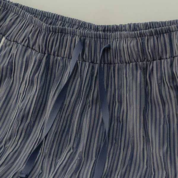 皺皺棉寬版短褲(素面款)-青瓷藍 