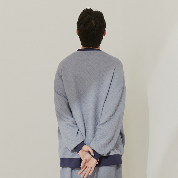 MIT有機棉鋪棉寬版居家套裝-霧灰藍色 