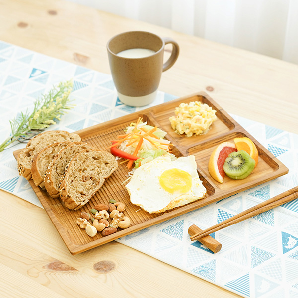 天然柚木早午餐盤-波點款/條紋款 柚木,廚房,餐具,筷子,環保