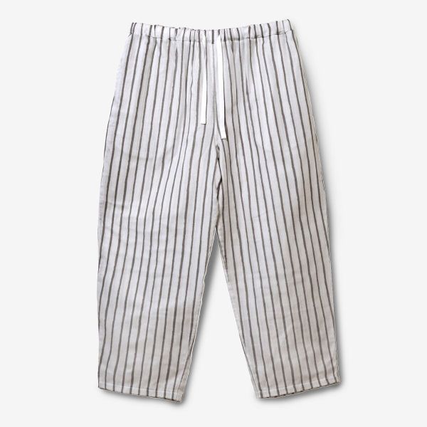 日本製-保濕二重紗條紋九分寬版褲 