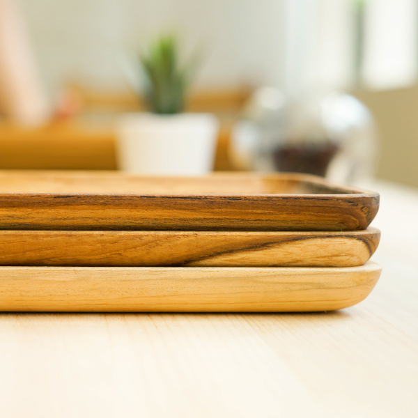 天然柚木餐盤(20cm)-波點款/條紋款 柚木,廚房,餐具,筷子,環保