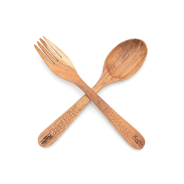天然柚木叉子湯匙組-波點款 柚木,廚房,餐具,木叉子