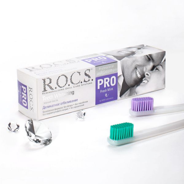 R.O.C.S. 專業深層淨白牙膏 日間清新薄荷 100ml/135g ROCS,不含氟,強化琺瑯質,溫和,天然酵素,亮白,薄荷