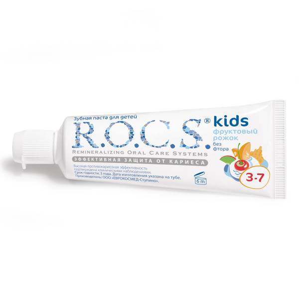 R.O.C.S. 不含氟 3~7歲幼兒牙膏水果甜筒 35ml/45g 不含氟,兒童牙膏,預防蛀牙,木醣醇,小朋友,強化琺瑯質,天然酵素