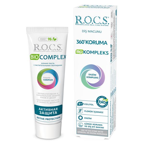 R.O.C.S. 天然活性全效複合牙膏 75ml/94g ROCS,不含氟,琺瑯質,天然活性