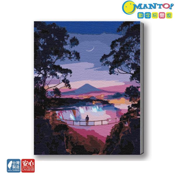 琉璃瀑布｜MANTO創意數字油畫(4050) 富士山,風景畫,數字油畫,manto,數字畫