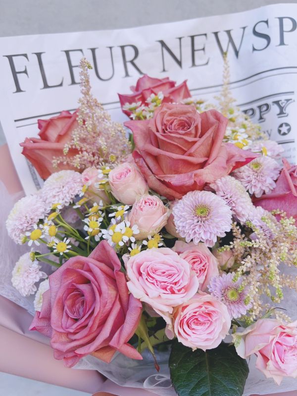新色～進口玫瑰甜美粉玫瑰花束 西雅圖玫瑰,乾燥花,永生花,永恆花,鮮花,花束,情人節花束,母親節花束,畢業花束