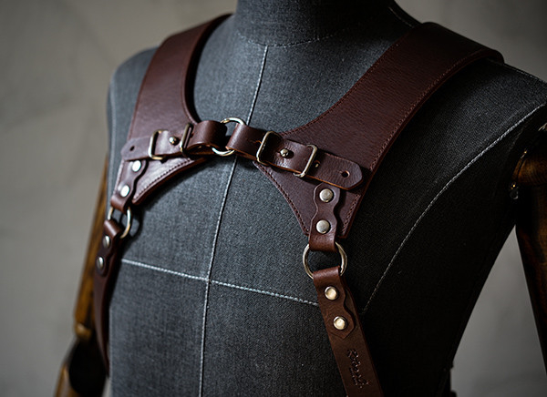 獵戶座雙肩背帶（深咖油腊）Orion Dual shoulder strap(Dark brown) 