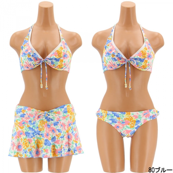 【漾著泳裝】Sontag桑塔格鋼圈 +短裙 3件式 比基尼,泳裝,渡假,日本製,泳池