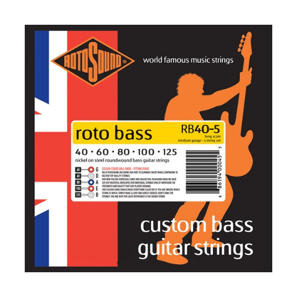 ROTOSOUND RB40-5 5弦電貝斯弦 (40-125)【英國製/BASS弦/RB-40-5】 
