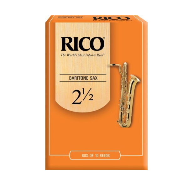 美國 RICO 上低音 薩克斯風竹片 2.5號 Baritone Sax (10片/盒)【橘包裝】 