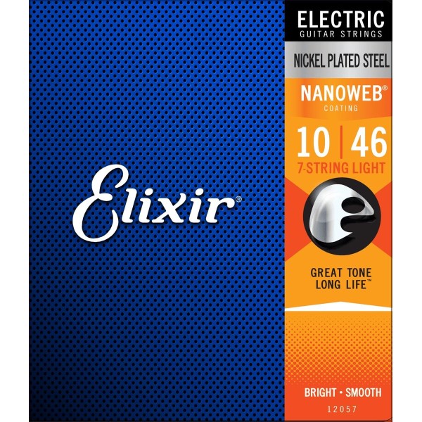 Elixir頂級電吉他弦- 7弦/七弦電吉他專用 Nanoweb（12057）（10-56）【Elixir進口弦專賣店】 Elixir頂級電吉他弦- 7弦/七弦電吉他專用 Nanoweb（12057）（10-56）