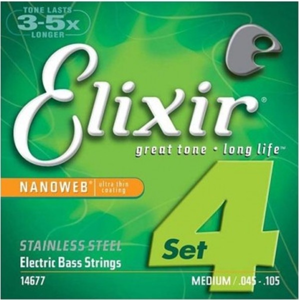 Elixir Nanoweb 不鏽鋼 電貝斯弦（.045~.105）14677【bass弦/Elixir貝斯弦專賣店/進口貝斯弦】 
