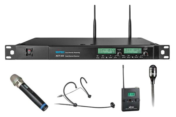 MIPRO ACT-323 UHF類比雙頻道接收機 搭配發射器&手持式無線麥克風/頭戴式耳掛/領夾式(擇二) 搭配發射器&手持式無線麥克風/頭戴式耳掛/領夾式(擇二)