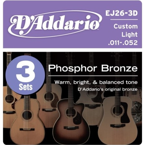 Daddario Ej26-3d 磷青銅 一組3套 民謠吉他弦 (11-52)【Daddario/進口弦/Ej-26】 
