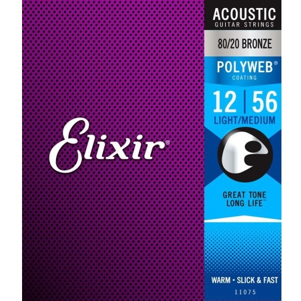 Elixir頂級民謠弦- Polyweb（11075）（12-56）【Elixir進口弦專賣店/木吉他弦】 