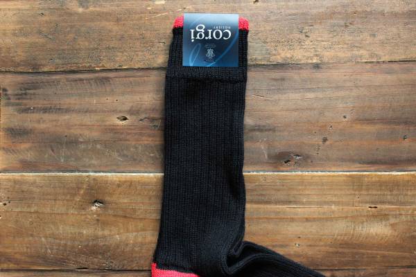 Corgi Socks/棉毛混紡(深藍紅) 