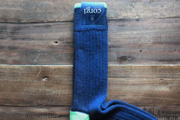 Corgi Socks/棉毛混紡(深藍綠) 