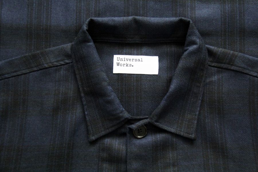 Universal Works - Bakers Overshirt In Navy Check Universal Works ,工作襯衫, 格紋襯衫