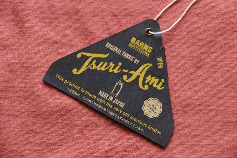 Barns–Tsuri-Ami Pocket Crew Neck Tee/Smoke Pink Barns Outfitters,美式復古休閒之專門品牌,經典Tsuri-Ami Tee,Made in Japan,圓筒衣身結構,和歌山古董吊編機織造