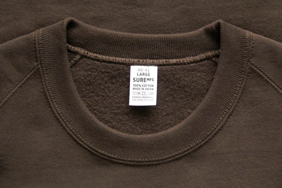 SURE'S CREW NECK "AWESOME" SWEATSHIRT (Brown) 衛衣,大學T,XX DEVELOPMENT,日本製,名古屋獨立服裝廠,Pigment Dye
