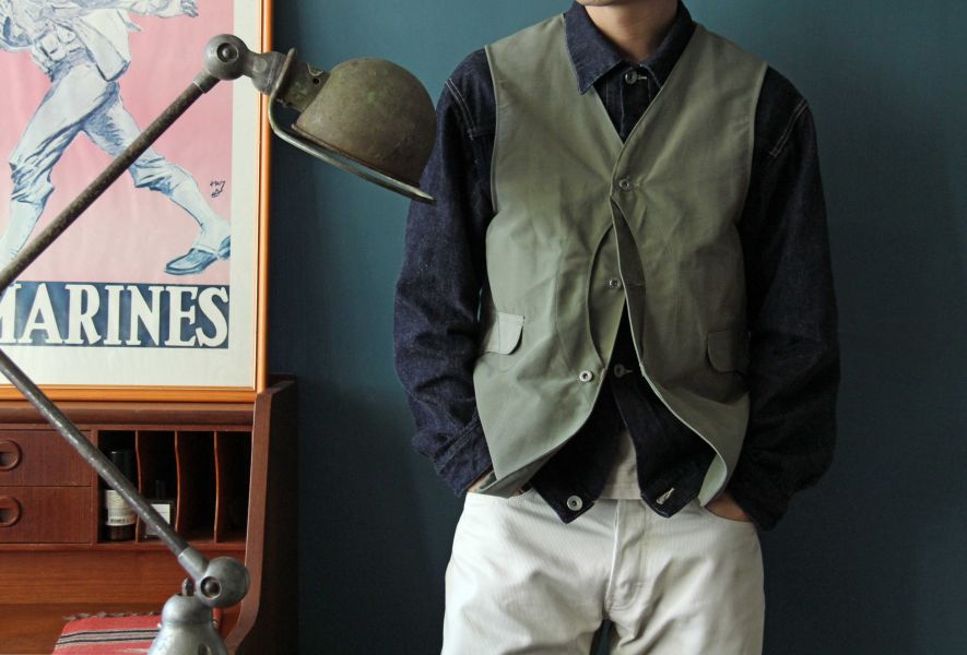 Post O`Alls -Royal Traveler/olive Post O`Alls, 防潑水,狩獵背心,60/40布料,高度透氣Made in Japan,半月形胸袋