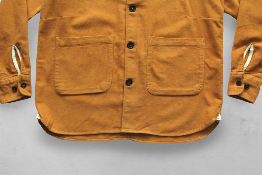 Universal Works -Travail Shirt/Moleskin Orange 復古,英國品牌,英格蘭,Moleskin,Denim,薄長袖,Universal Works,秋冬穿搭,工作外套