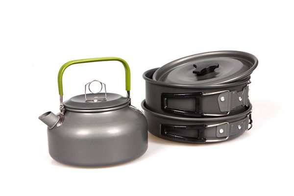 茶壺鍋具 2-3人套鍋組 茶壺鍋具組,2-3人套鍋,煎鍋,戶外鍋,套鍋組,折疊鍋,高山爐,登山,露營,折疊鍋