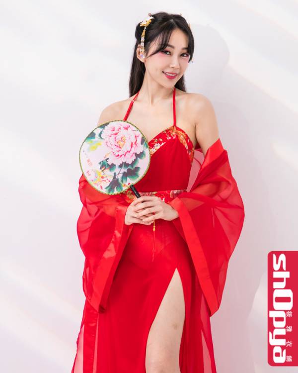 性感中國風透明網紗長洋裝+外掛 手遊電玩指定服裝 紅旗袍