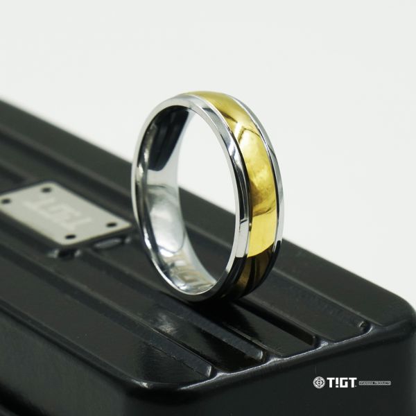 TIGT - 純鈦戒指 - 6mm寬 - 銀色間金一只裝 