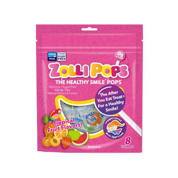 Zollipops木糖醇無糖棒棒糖(熱帶水果)58.4g*8入-全素 