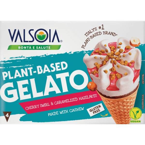 Valsoia無麩質櫻桃醬焦糖榛果脆皮甜筒300g(4入)-全素 