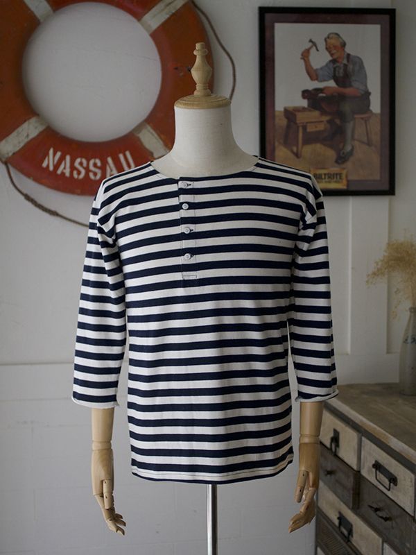 Pioneer: Gondolier Shirt（七分袖） drsole長袖,drsole 長袖,dr sole 衣服,drsole t shirt,復古條紋長袖,復古 海軍藍 條紋長袖
