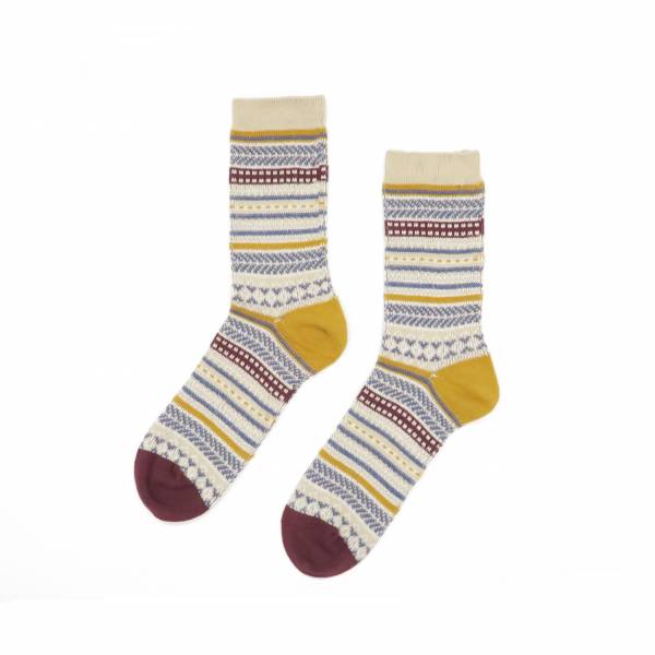 Tribal Stripe Socks - Beige 