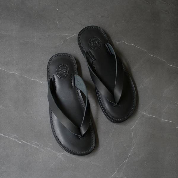 Dr. Sole x OGL Thong Style Leather Sandals/Black 