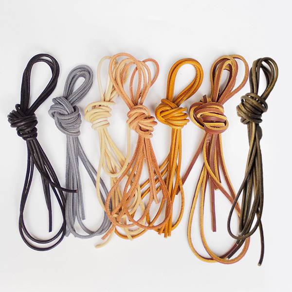 Leather Shoelaces-Yellow x Brown 