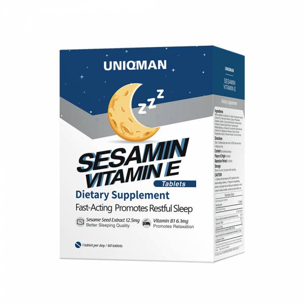UNIQMAN Sesamin+Vitamin E Tablets【Sleep Aid】 Sesame E, Sesamin, Sesamolin, Insomnia, Sleep, sleep quality, Sesamin E, relieve stress, improve sleeping