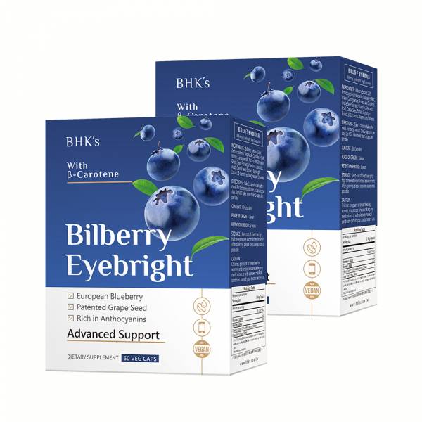 BHK's Bilberry Eyebright Veg Capsules【Relieve Dry Eyes】 Bilberries, European Wild Bilberries, Proanthocyanidins OPC, eye health, wearing contacts, dry eyes
