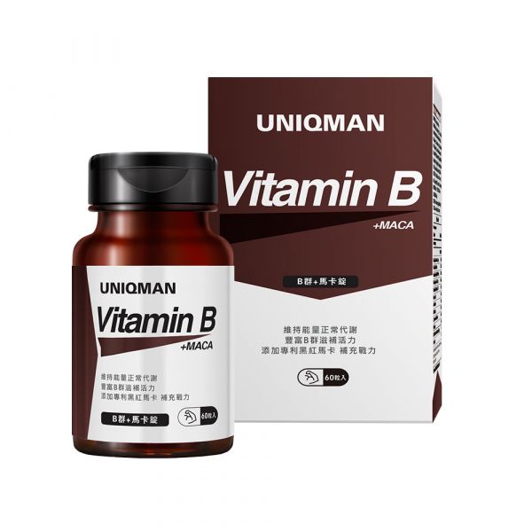 UNIQMAN Vitamin B+Maca Tablets【Energy Boost】 Vitamin B, Vitamin B for men, B Complex, energy support, energy supplement