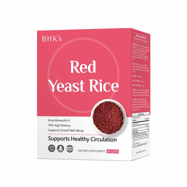 BHK's Red Yeast Rice Veg Capsules【Lower Cholesterol】 Red Yeast Rice, Monacolin-K, Heart health, Cardiovascular diseases, Lower cholesterol level, cholesterol Supplement