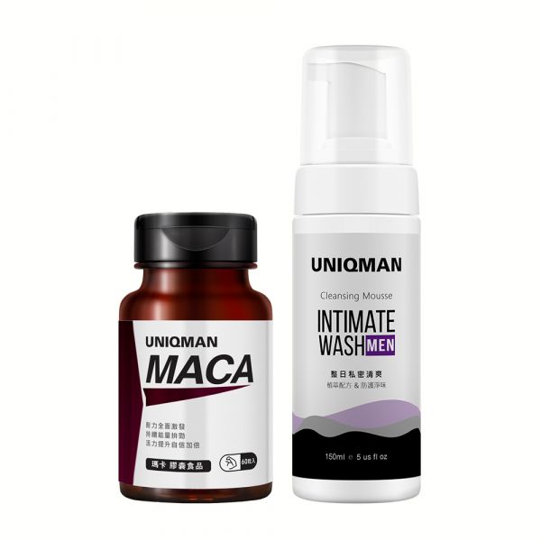 UNIQMAN Maca Capsules (60 capsules/bottle) + Intimate Cleansing Mousse (150ml/bottle)【Energy & Hygiene】 zinc,maca,boost vitality, reproductive ability for man,male supplement