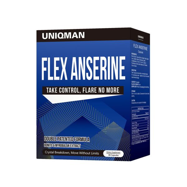 UNIQMAN Flex Anserine Capsules  (30 capsules/packet) 【Gout Relief】 Luteolin, Bromelain, Gout, Uric Acid, Purine, Inflammation