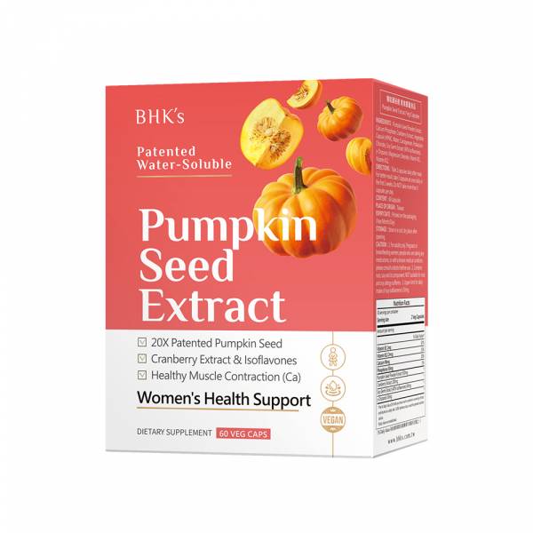 BHK's Pumpkin Seed Extract Veg Capsules (60 capsules/packet) 【Healthy Bladder】 Bladder health, urinary leakage problems, urinary incontinence, female bladder support, urinary prevention support, pumpkin seed, soygerm extract
