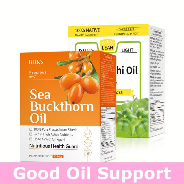 BHK's Sea Buckthorn Oil Softgels (60 softgels/packet) + Sacha Inchi Oil Softgels (60 softgels/packet)【Good Oil Support】 Fish oil, Omega-3, EPA, DHA, benefit of eating fish oil, efficacy, high concentration, 88%, rTG form, recommended