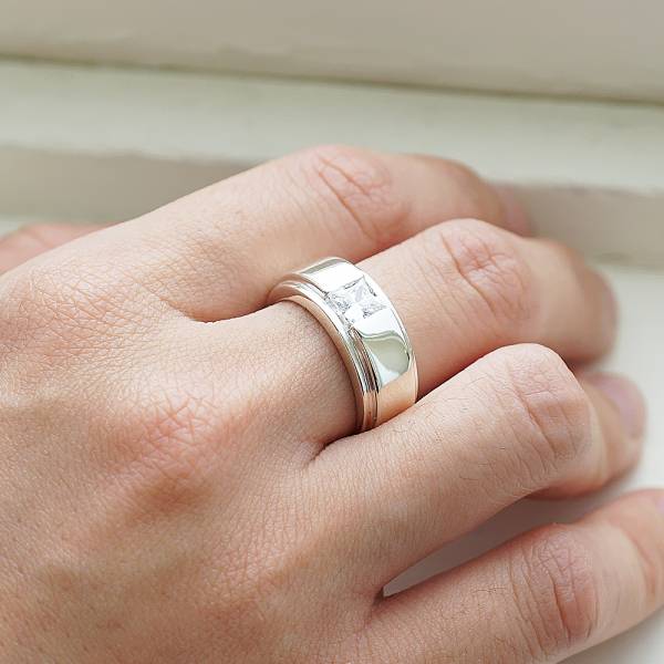 「摯情」鑲鑽造型設計純銀戒指|戒指推薦 男鑽戒