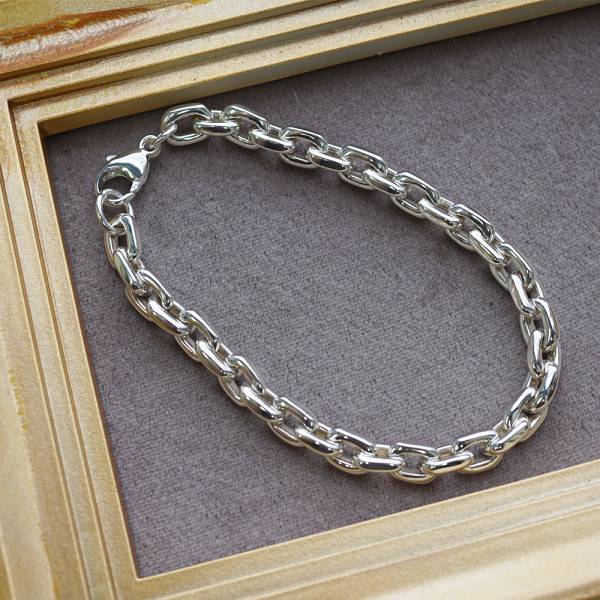 純銀單手鍊-6mm「深鎖」造型純銀鍊|925銀飾(單條價) 男款手鍊