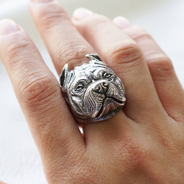 比特犬動物造型雕刻純銀戒指|戒指推薦 比特戒指