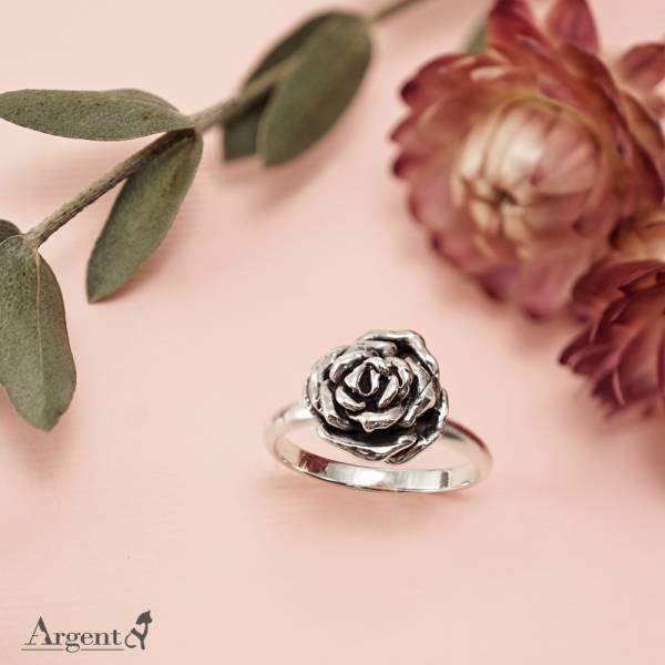 「飽滿玫瑰」立體手工雕花系列純銀戒指|花系列推薦  染黑/無染黑 告白戒指